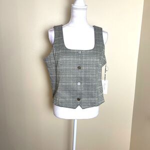 Haver & Blair Brown Houndstooth Glen Plaid Tailored Vest Sz L Academia Library